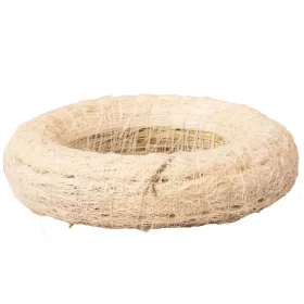   Bază de coroniță din fân îmbrăcată în sisal 15cm/3cm - Alb