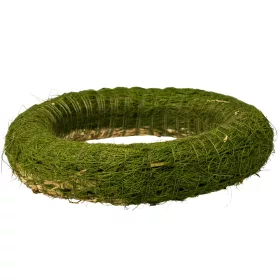   Bază de coroniță din fân îmbrăcată în sisal 20cm/4cm - Verde