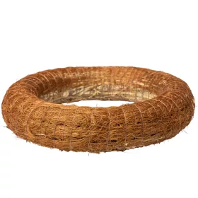   Bază de coroniță din fân îmbrăcată în sisal 25cm/5cm - Maro