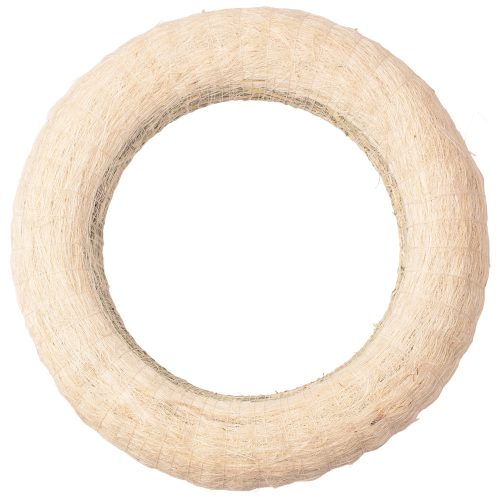 Bază de coroniță din paie îmbrăcată în sisal 25cm/5cm – Alb