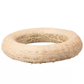   Bază de coroniță din fân îmbrăcată în sisal 25cm/5cm - Alb