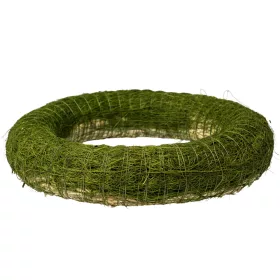   Bază de coroniță din fân îmbrăcată în sisal 25cm/5cm - Verde