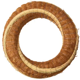   Bază de coroniță din fân îmbrăcată în sisal decorată cu sorg 20cm/5cm - Maro
