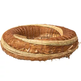   Bază de coroniță din fân îmbrăcată în sisal decorată cu sorg 20cm/5cm - Maro