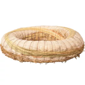   Bază de coroniță din fân îmbrăcată în sisal decorată cu sorg 20cm/5cm - Alb