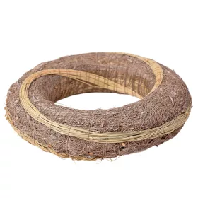   Bază de coroniță din fân îmbrăcată în sisal decorată cu sorg 20cm/5cm - Bej
