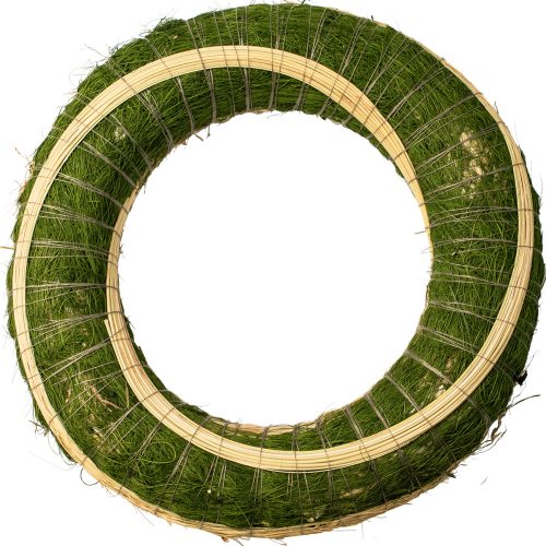 Bază de coroniță din paie cu sisal și decor din sorg 20cm/5cm – Verde