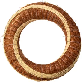   Bază de coroniță din fân îmbrăcată în sisal decorată cu sorg 25cm/6cm - Maro