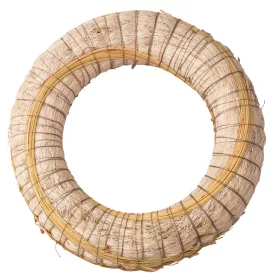   Bază de coroniță din fân îmbrăcată în sisal decorată cu sorg 25cm/6cm - Alb