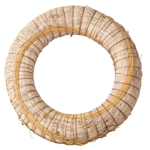 Bază de coroniță din paie cu sisal și decor din sorg 25cm/6cm – Alb