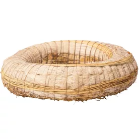   Bază de coroniță din fân îmbrăcată în sisal decorată cu sorg 25cm/6cm - Alb