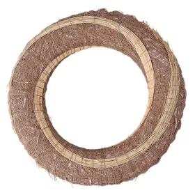  Bază de coroniță din fân îmbrăcată în sisal decorată cu sorg 25cm/6cm - Bej