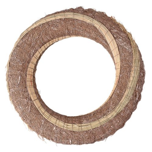 Bază de coroniță din paie cu sisal și decor din sorg 25cm/6cm – Verde