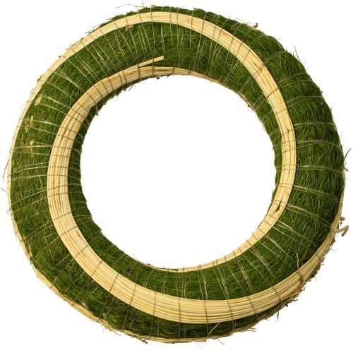 Bază de coroniță din paie cu sisal și decor din sorg 25cm/6cm – Verde