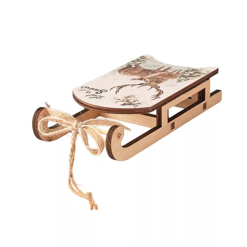 Sanie ornament de Crăciun, 15 x 7 x 3cm, pentru utilizare creativă sau brad de Crăciun - Ren