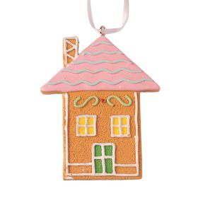   Căsuță turtă dulce ornament, polirezina, 9 x 7.3cm, pentru utilizare creativă sau brad de Crăciun