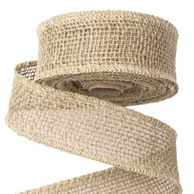 Panglică din iută natur cu margine cusută 5cm x 9m