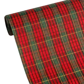   Material decorativ de Crăciun cu carouri scoțiene, șervet de masă 28cm x 2.7m