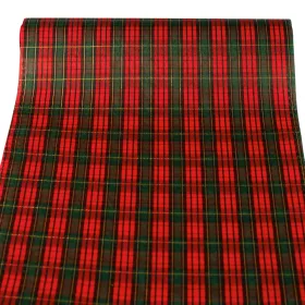   Material decorativ de Crăciun cu carouri scoțiene, șervet de masă 28cm x 2.7m