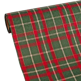   Material decorativ de Crăciun cu carouri scoțiene, șervet de masă 28cm x 2.7m