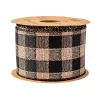 Panglică din pânză cu carouri și margine sârmă 63mm x 10m - Negru/Ecru