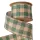 Panglică din pânză cu carouri și margine sârmă 63mm x 10m - Verde/Ecru