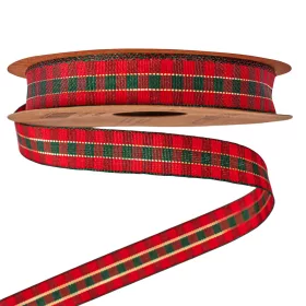 Panglică de Crăciun cu carouri scoțiene 15mm x 10m