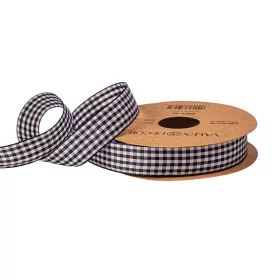 Panglică cu carouri 20mm x 10m - Alb/Negru