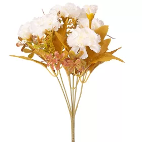   Buchet de flori artificiale Garoafe, 6 fire, 30cm înălțime - Alb