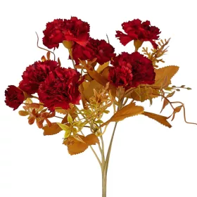   Buchet de flori artificiale Garoafe, 6 fire, 30cm înălțime - Bordo