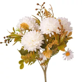   Buchet de flori artificiale Crizanteme, 7 fire, 34cm înălțime - Alb