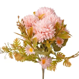   Buchet de flori artificiale Crizanteme, 7 fire, 34cm înălțime - Roz