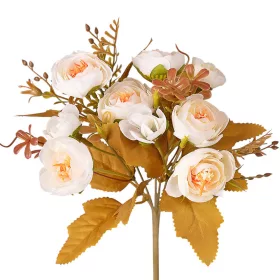   Buchet de flori artificiale Bujori, 5 fire, 28cm înălțime - Alb