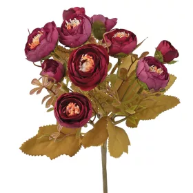   Buchet de flori artificiale Bujori, 5 fire, 28cm înălțime - Bordo