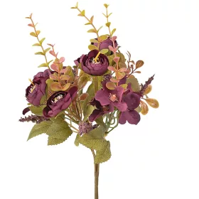   Buchet de flori artificiale Bujori, 5 fire, 29cm înălțime - Mov