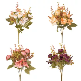   Buchet de flori artificiale Bujori, 5 fire, 29cm înălțime - Mix 48 buc.