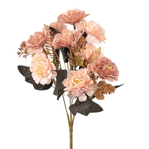 Buchet de flori artificiale, cu 5 ramuri, 29cm - Maro pudrat