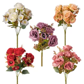   Buchet de flori artificiale Trandafiri, 7 fire, 43cm înălțime - Mix 18 buc.