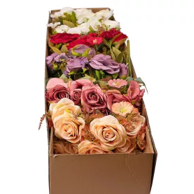   Buchet de flori artificiale Trandafiri, 7 fire, 43cm înălțime - Mix 18 buc.