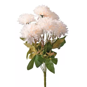   Buchet de flori artificiale Crizanteme, 7 fire, 42cm înălțime, floare: 9cm - Ecru