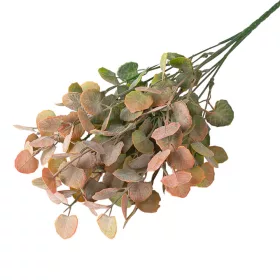 Buchet de eucalipt, 7 ramuri, 34cm - Verde / Portocaliu
