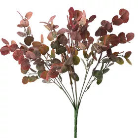 Buchet de eucalipt, 7 ramuri, 34cm - Verde / Bordeaux