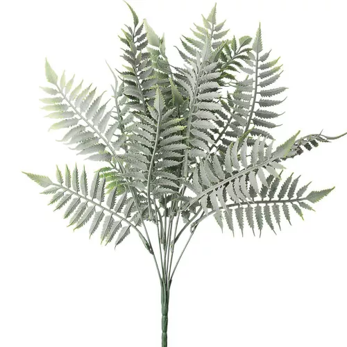 Buchet de ferigă, 7 ramuri, 41cm - Verde / Alb