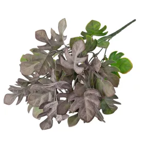   Buchet de monstera artificială, 5 ramuri, 35cm - Verde / Mov