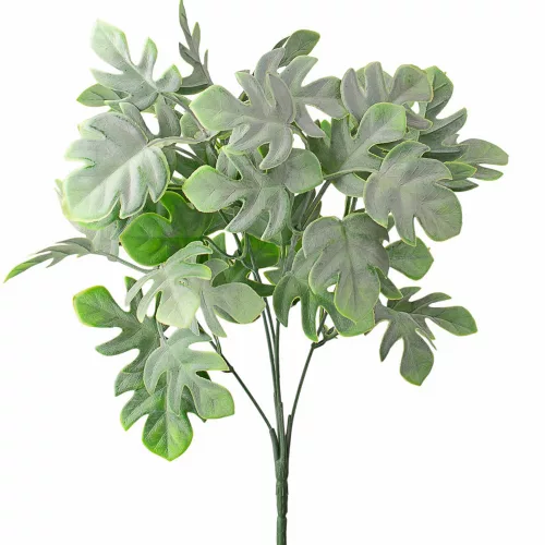 Buchet de monstera artificială, 5 ramuri, 35cm - Verde deschis