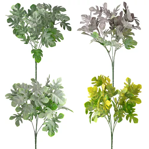 Buchet de monstera artificială, 5 ramuri, 35cm - Mix 60 bucăți