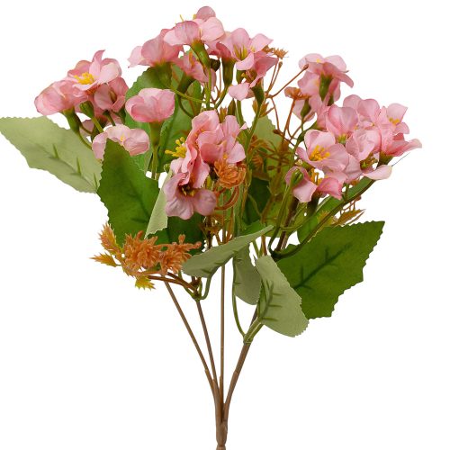 Buchet de flori mici din mătase, 28cm - Roz