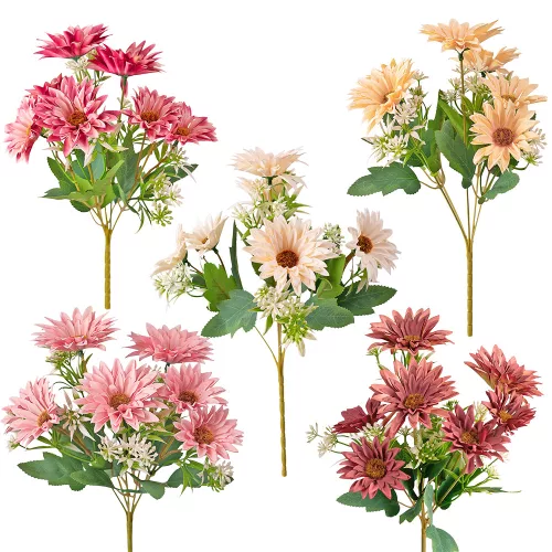 Buchet de gerbera din mătase, 29cm - Mix 48 bucăți