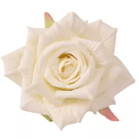 Cap de trandafir din mătase, 9cm - Ecru