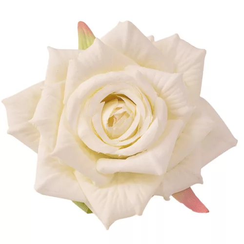 Cap de trandafir din mătase, 9cm - Ecru